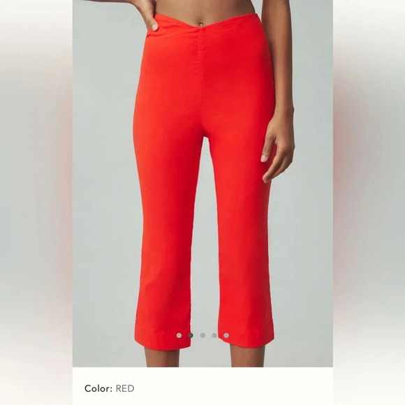 NWT new Anthropologie maeve structured bombshell capris pants red 6 orange - Picture 3 of 15